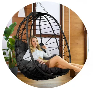 Fotel ogrodowy wiszący Tihuana czarny + czarne poduszki Sofotel - Hamaki - miniaturka - grafika 7