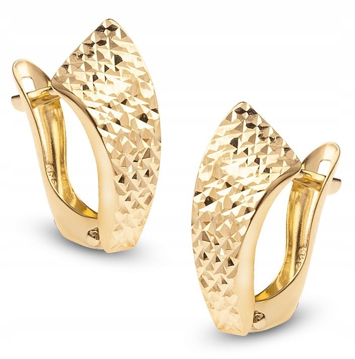 DIAMENTOWANE ZŁOTE KOLCZYKI NA ANGIELSKI ZAPIĘCIU SHINY 14KT 585