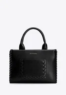 Torebki damskie - Damski kuferek z imitacji skóry z dekoracyjną plecionką czarny - miniaturka - grafika 1