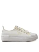 Trampki damskie - Calvin Klein Jeans Tenisówki Bold Vulc Flatf Low Lace Mix Mtl YW0YW01465 Écru - miniaturka - grafika 1