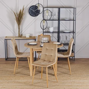 Mebel Elite Krzesło Tapicerowane do Jadalni FREDY Beżowe Welurowe Nowoczesne Loft - Krzesła - miniaturka - grafika 1