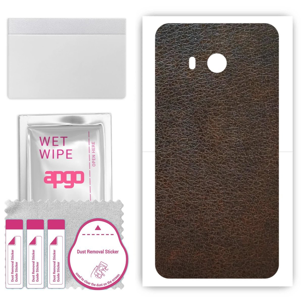 Folia naklejka skórka strukturalna na TYŁ do HTC U11 - Skóra Brązowa - apgo SKINS