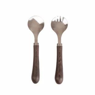 Sztućce do sałatek, drewno wenge/stal nierdzewna, 23 cm kod: SF-5018354 - Łyżki - miniaturka - grafika 1