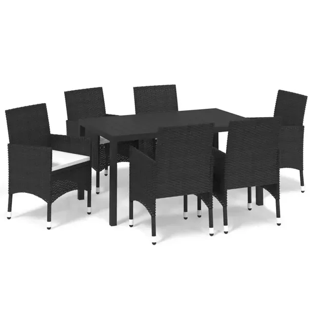 Komplet mebli ogrodowych czarny, stół 150x90x74 cm, krzesło 53x58x84 cm