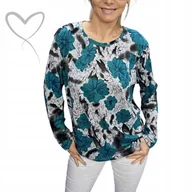 Swetry damskie - SWETER BAWEŁNIANY KWIAT jak jedwab luźny tunika bluzka 52 54 6xl 7xl - miniaturka - grafika 1