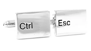 Srebrne spinki do mankietów dla informatyka - Ctrl + ESC U17 - Spinki do mankietów i krawatów - miniaturka - grafika 1