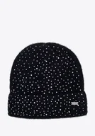 Czapki damskie - Czapka damska z drobnymi cyrkoniami czarna - miniaturka - grafika 1