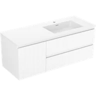 Szafki łazienkowe - Mexen Rivel szafka łazienkowa 120 cm z umywalką Otis prawą, 2S, 1D, ryflowana, biała mat - 91A23-12047-3-BBFFF01-W18P01 - miniaturka - grafika 1