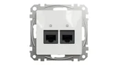Gniazdka elektryczne - Schneider Electric, Sedna Design i Elements, Gniazdo komputerowe podwójne RJ45 kat. 6 UTP, białe, SDD111462 - miniaturka - grafika 1