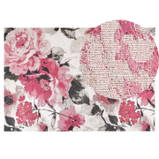 Dywany - Dywan bawełniany w kwiaty 140x200 cm różowy EJAZ - miniaturka - grafika 1