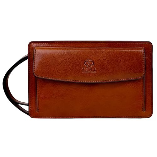 Time Resistance Skórzana kopertówka dla mężczyzn, ręcznie wykonana męska torba na nadgarstek, włoska skórzana kopertówka, teczka dla małych firm, organizer na małe przedmioty codziennego użytku, męska