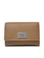 Portfele - Calvin Klein Mały Portfel Damski Ck Plaque Small Trifold W/Zip K60K612834 Szary - miniaturka - grafika 1
