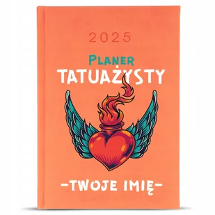 KALENDARZ A5 2025 Pomarańcz Książkowy Na Prezent Dla TATUAŻYSTY IMIĘ Wzory - Notesy i bloczki - miniaturka - grafika 1