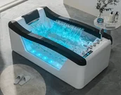 Wanny z hydromasażem - Wanna z hydromasażem Aquaholm PREMIUM LINE A9002 180cm x 90cm x 75cm DYSZE OBROTOWE BLUETOOTH, PODGRZEWACZ WODY, WODOSPAD, USB, PILOT - miniaturka - grafika 1