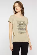 Koszulki i topy damskie - T-shirt damski z wzorzystym panelem - Monnari - miniaturka - grafika 1