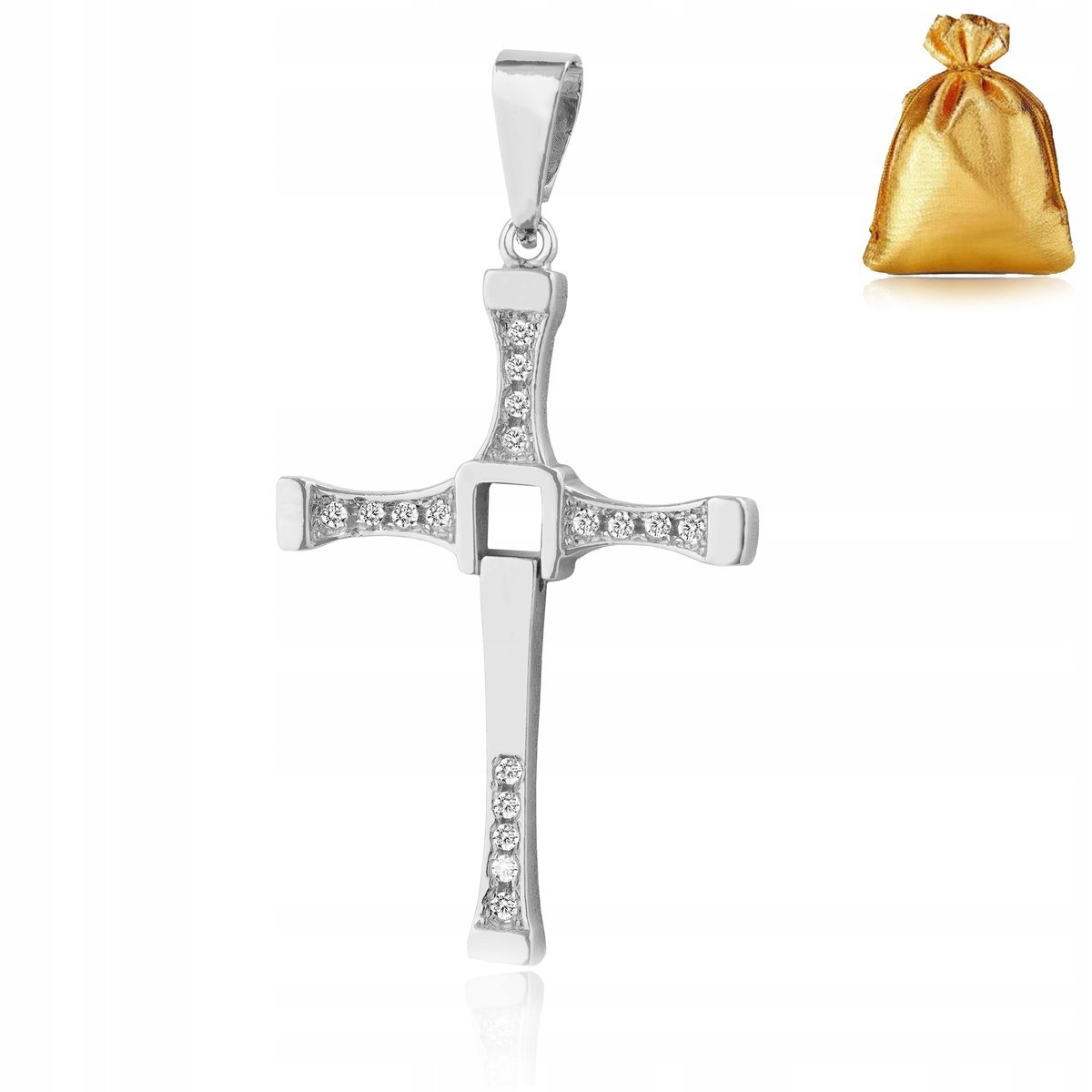 ZAWIESZKA NA ŁAŃCUSZEK 925 WISIOREK MĘSKI SREBRNY KRZYŻ TORETTO VIN DIESEL