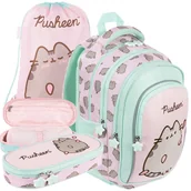 Zestawy szkolne - ZESTAW szkolny plecak tornister Kotek PUSHEEN Miętowy Różowy - miniaturka - grafika 1