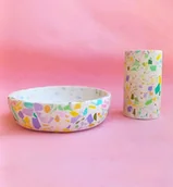 Miski i półmiski - Biała miska terrazzo do kuchni na owoce lub dekoracyjna - miniaturka - grafika 1