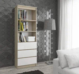 REGAŁ BIUROWY R 60 cm CLP 3 SZUFLADY 2 PÓŁKI DĄB SONOMA / BIAŁY - Regały biurowe - miniaturka - grafika 7
