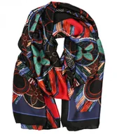 Apaszki i szaliki damskie - Stylowy szal szalik chusta wzór w kwiaty Elegancki 180x90 cm - miniaturka - grafika 1