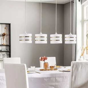 Lampa wisząca belka Helen biało-złota 4-punktowa - Lampy sufitowe - miniaturka - grafika 2