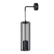Lampy ścienne - Kaja czarna lampa ścienna z ażurowym kloszem K-4934 FALCON metalowy kinkiet z drucianym kloszem K-4934 - miniaturka - grafika 1