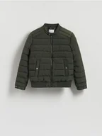 Kurtki męskie - Reserved - Kurtka biker ze stójką - ciemnozielony - miniaturka - grafika 1