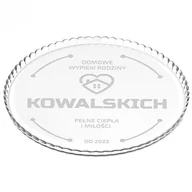 Tace i patery - Patera szklana na ciasto bez nóżki grawer dla pary - miniaturka - grafika 1