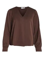 Koszulki i topy damskie - Różnorodne wycięcie w serek L/S Top - NOOS, Shaved Chocolate, 36 - miniaturka - grafika 1