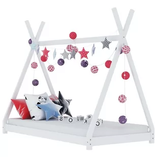 vidaXL Rama łóżka dziecięcego, biała, lite drewno sosnowe, 90 x 200 cm vidaXL - Łóżka dla dzieci i młodzieży - miniaturka - grafika 1
