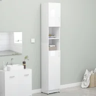 Akcesoria i części do pralek i suszarek - vidaXL Szafka łazienkowa, biały z połyskiem, 32x25,5x190 cm, płyta vidaXL - miniaturka - grafika 1