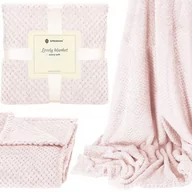 Narzuty - Narzuta na łóżko, pled 150x200 cm blady róż dwustronny, tłoczony koc na kanapę HA7094 - miniaturka - grafika 1