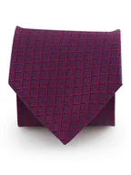 Krawaty i muchy męskie - Bordowy/burgundowy krawat męski w kratkę D354 - miniaturka - grafika 1