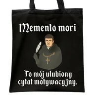 Torby i wózki na zakupy - Torba bawełniana czarna na zakupy 1670 Memento Mori Cytat Motywacyjny - miniaturka - grafika 1