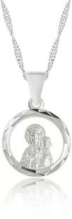 Srebrny medalik z Matką Boską Częstochowską - Biżuteria religijna - miniaturka - grafika 1