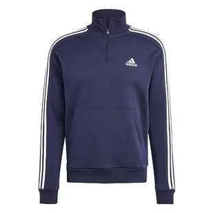 adidas Męska bluza polarowa Essentials z 3 paskami na zamek 1/4 (długi rękaw), atrament legendowy/biały, 2XL, Atrament legendowy/biały, XXL - Bluzy męskie - miniaturka - grafika 1