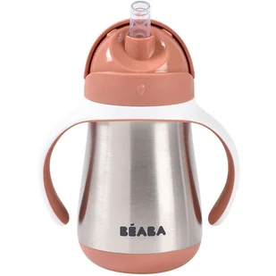 Beaba Bidon niekapek ze słomką termiczny 250 ml Terracotta - Kubki dla dzieci - miniaturka - grafika 1
