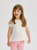 Bluzki dla niemowląt - Reserved - Bawełniany t-shirt z falbanką - złamana biel - miniaturka - grafika 1