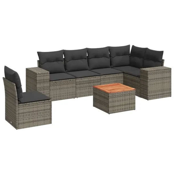 Zestaw mebli ogrodowych modułowych szary rattan PE z poduszkami 62x62x69 c