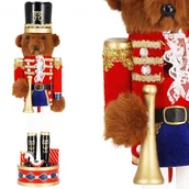 Bombki - Dziadek do orzechów drewniany miś z trąbką niedźwiedź dekoracja świąteczna - miniaturka - grafika 1