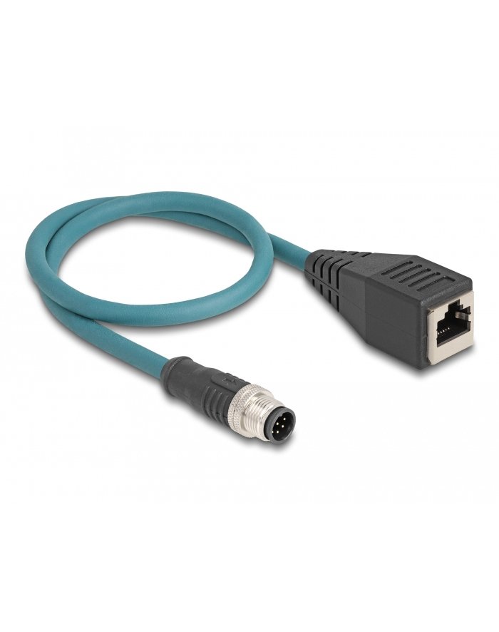 Tragant Przewód adapter IP67 M12 A-coded 8-pin męski RJ45 Cat.5e 50cm Delock 60069