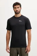 Koszulki męskie - Jack Wolfskin t-shirt sportowy Prelight Swift kolor czarny gładki A63800 - miniaturka - grafika 1