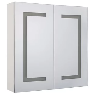 Beliani Szafka łazienkowa wisząca z lustrem LED 60 x 60 cm biała MAZARREDO - Szafki łazienkowe - miniaturka - grafika 1