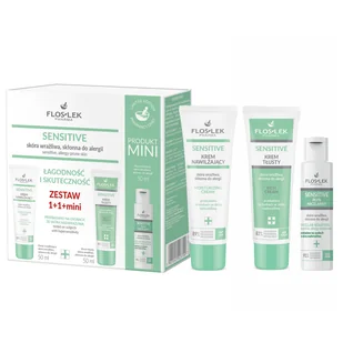 Zestaw FlosLek Sensitive, krem nawilżający, 50 ml + krem tłusty, 50 ml + płyn micelarny, 50 ml - Zestawy kosmetyków damskich - miniaturka - grafika 1