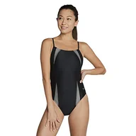 Stroje kąpielowe - Speedo Damski strój kąpielowy jednoczęściowy Prolt Flipback nadruk jednoczęściowy strój kąpielowy Szary/czarny 26 - miniaturka - grafika 1