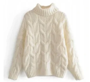 Sweter ciep��y golf pleciony BIA��Y - Moda i Uroda OUTLET - miniaturka - grafika 1