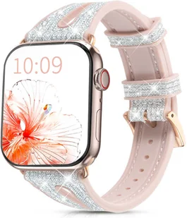 Kingxbar New Chameleon Band pasek Watch 8 / 7 / 6 / 5 / 4 / 3 / 2 / SE (41 / 40 / 38mm) bransoletka kryształowa silikonowa opaska srebrny - Akcesoria do smartwatchy - miniaturka - grafika 1