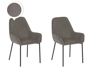 Zestaw 2 Krzeseł Do Jadalni Sztruksowy Szary Loverna - Krzesła - miniaturka - grafika 1