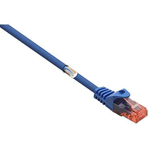 Basetech BT-1719414 RJ45 kabel sieciowy, kabel krosowy CAT 6 U/UTP 15,00 m niebieski z zabezpieczeniem zatrzasku, bezhalogenowy 1 szt.