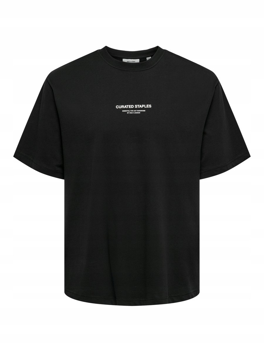 ONLY SONS CZARNY T SHIRT MĘSKI Z NAPISAMI BAWEŁNIANY XS 6BA